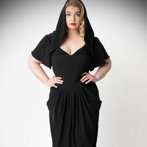 Micheline Pitt hooded black dress